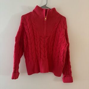 Lands’ End Vibrant Pink Cable Knit Cowl Turtleneck Sweater – Women’s MP